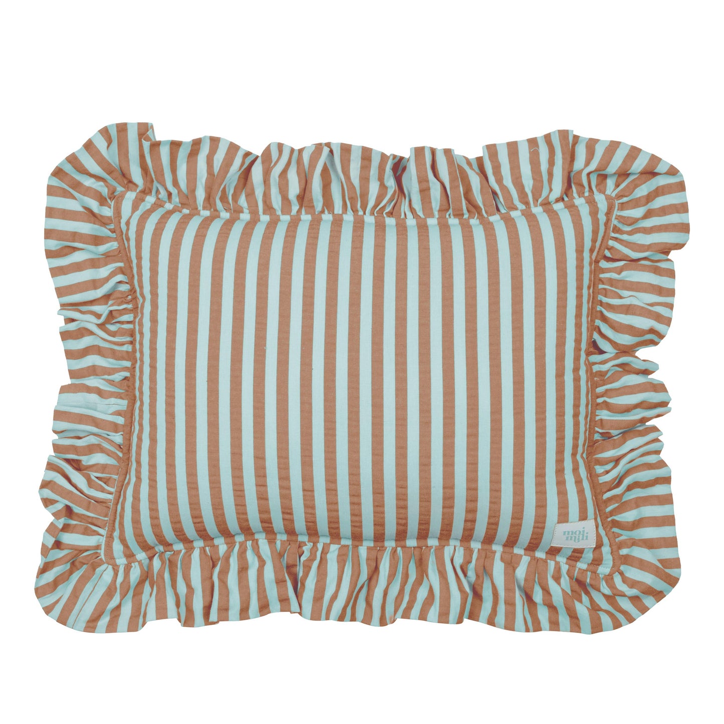 "Blue and Brown Stripes" Pillow with Frill