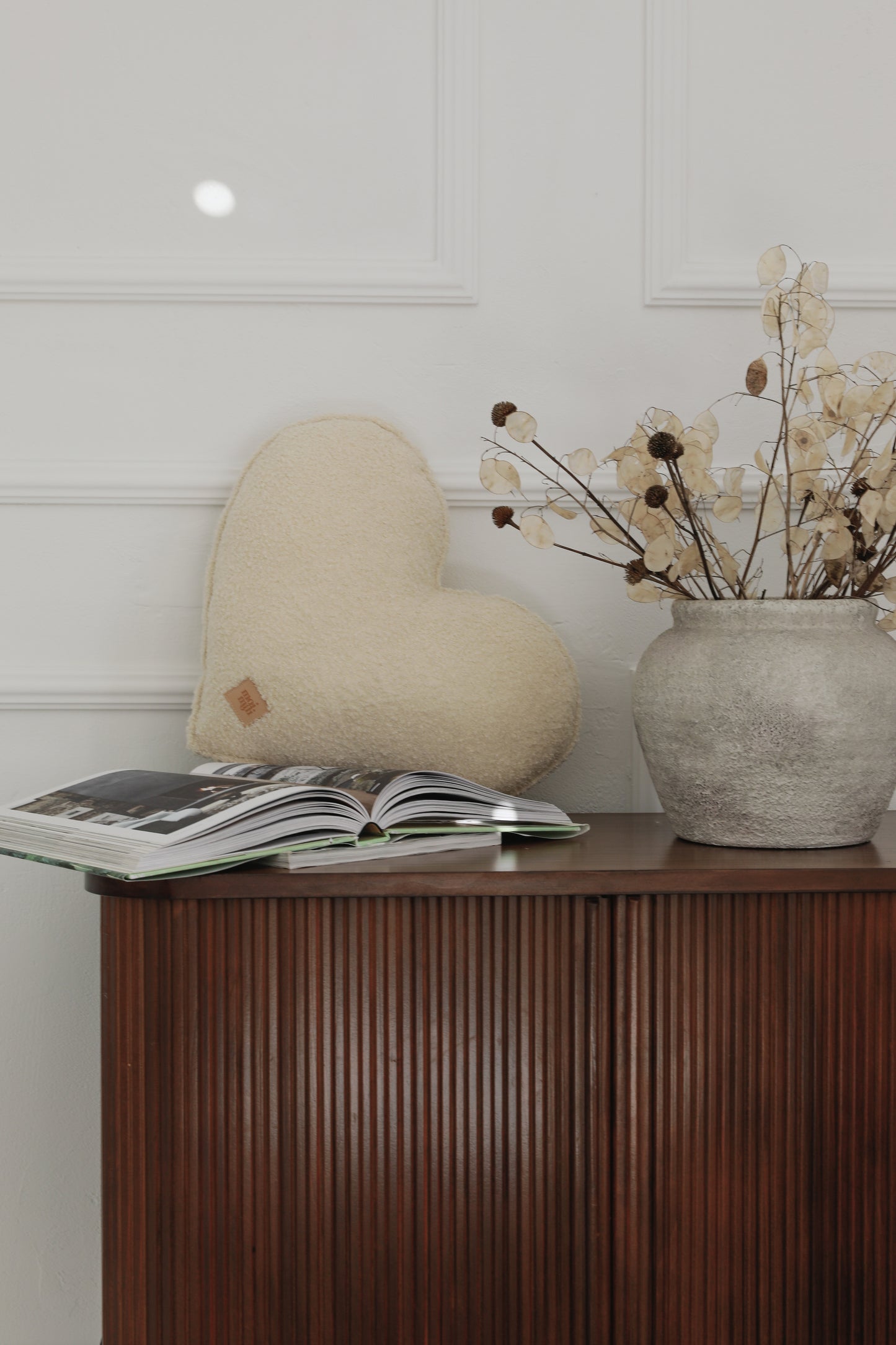 Boucle "White Teddy" Heart Pillow