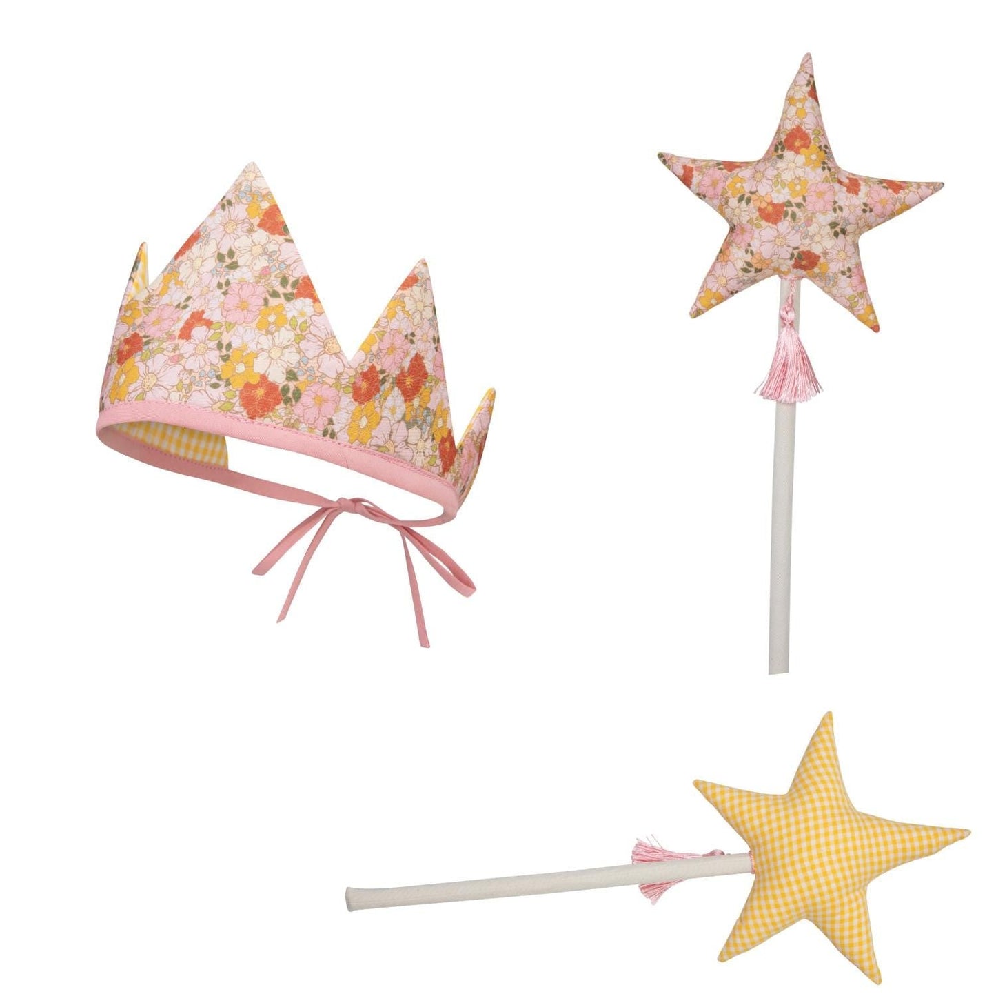 “Spring Garden” Cotton Crown and Wand Magic Set