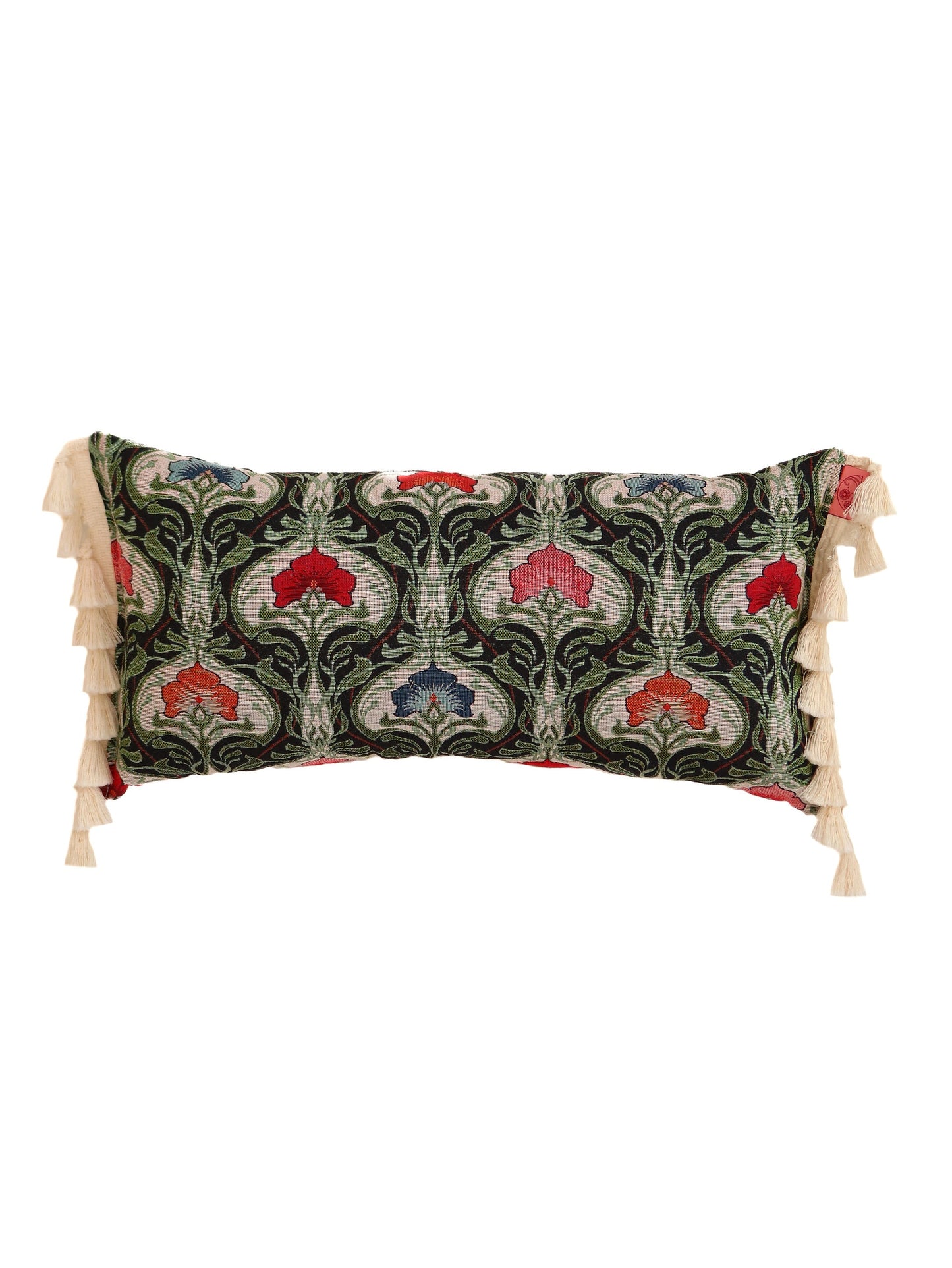 "Green Medusa" Bolster Pillow with Fringe