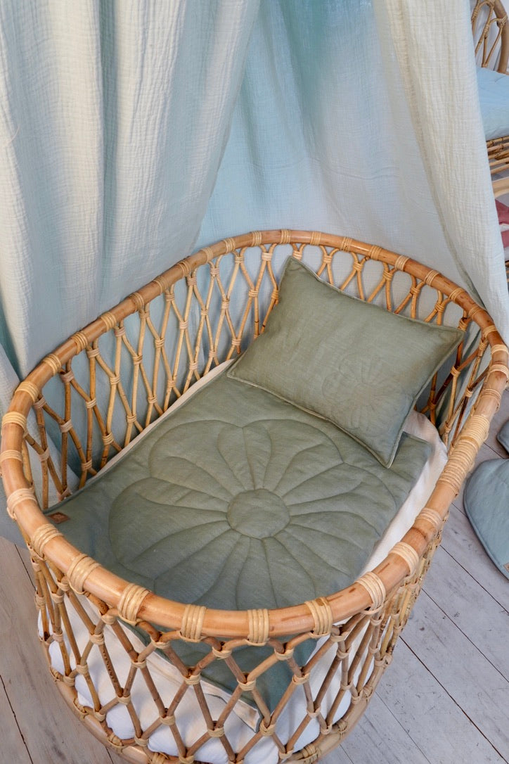 Linen "Sage" Flower Child Cover Set