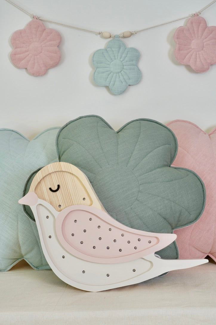 Linen "Sage" Flower Pillow