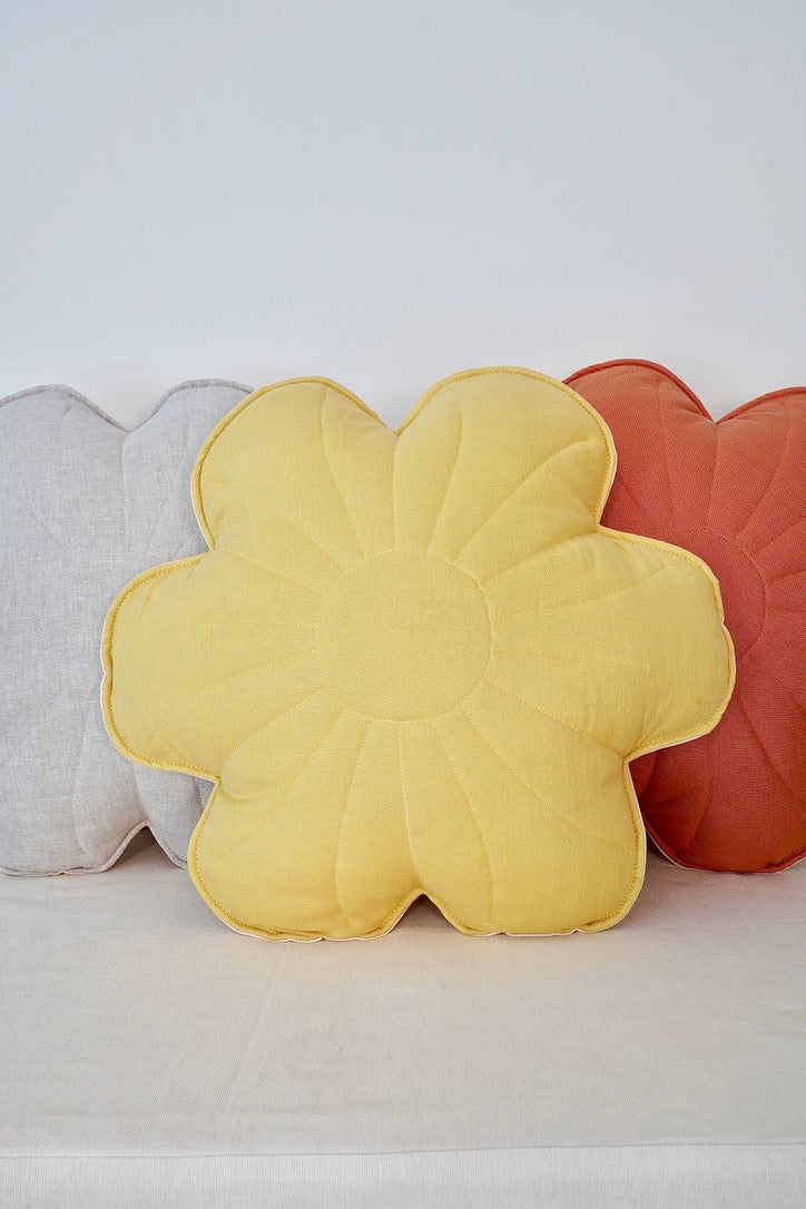 Linen "Sunflower" Flower Pillow