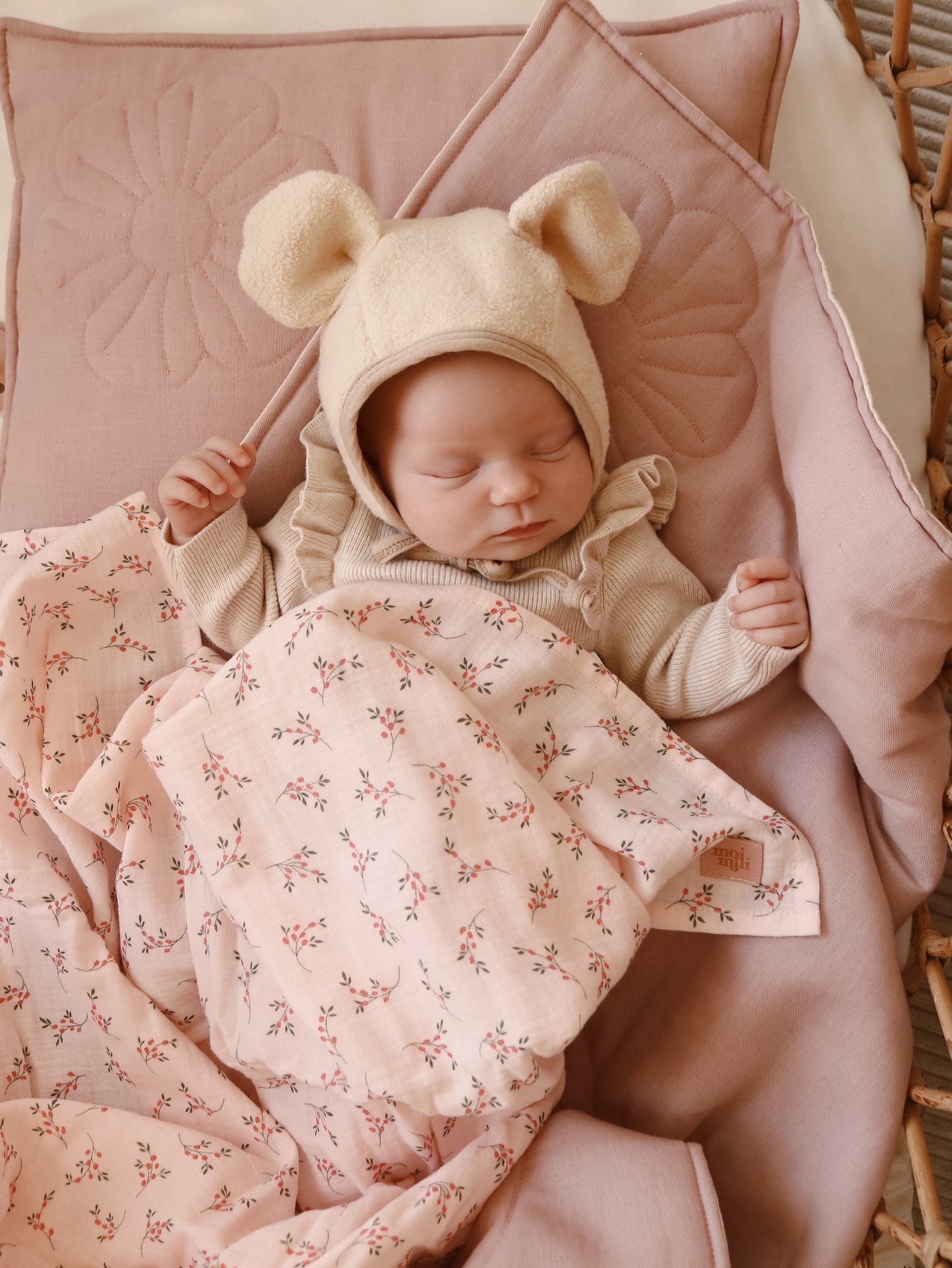Linen "Powder Pink" Flower Child Cover Set
