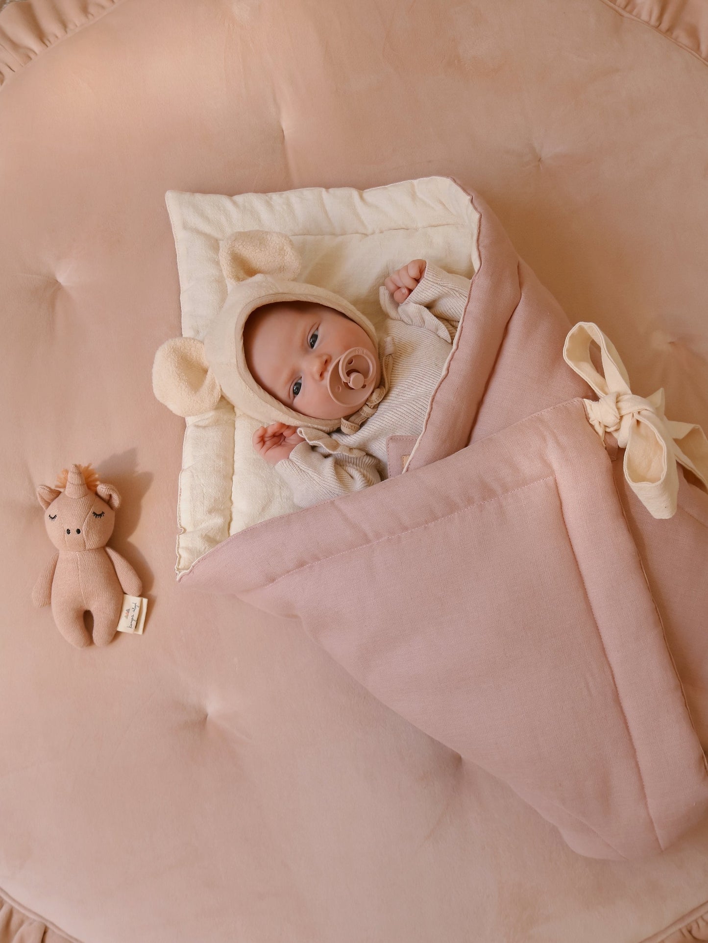 "Powder Pink" Linen Flower Baby Horn