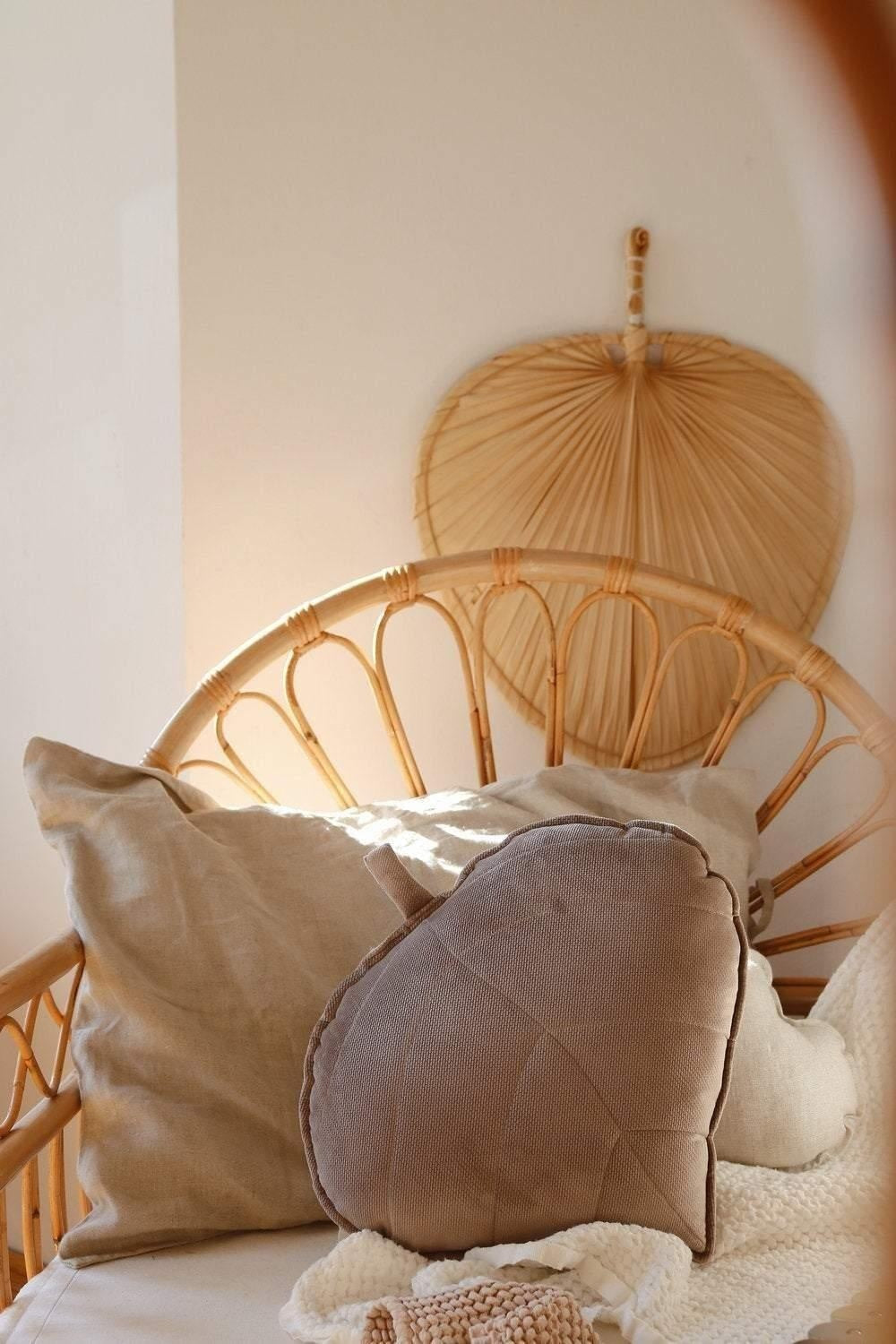 “Dark Beige” Velvet Leaf Pillow