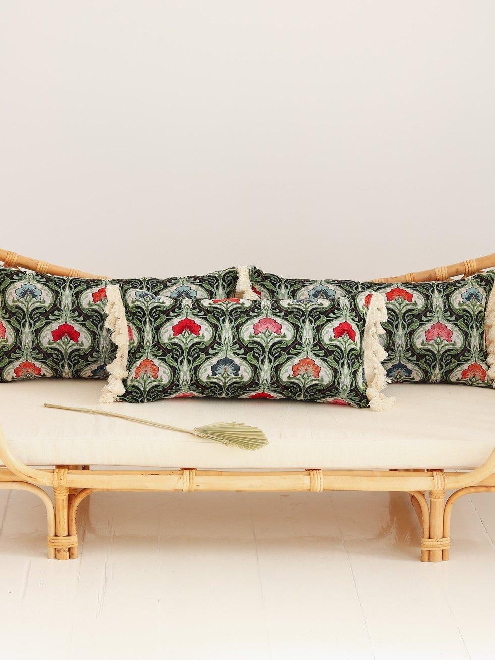 "Green medusa" bolster with fringe - Moi Mili