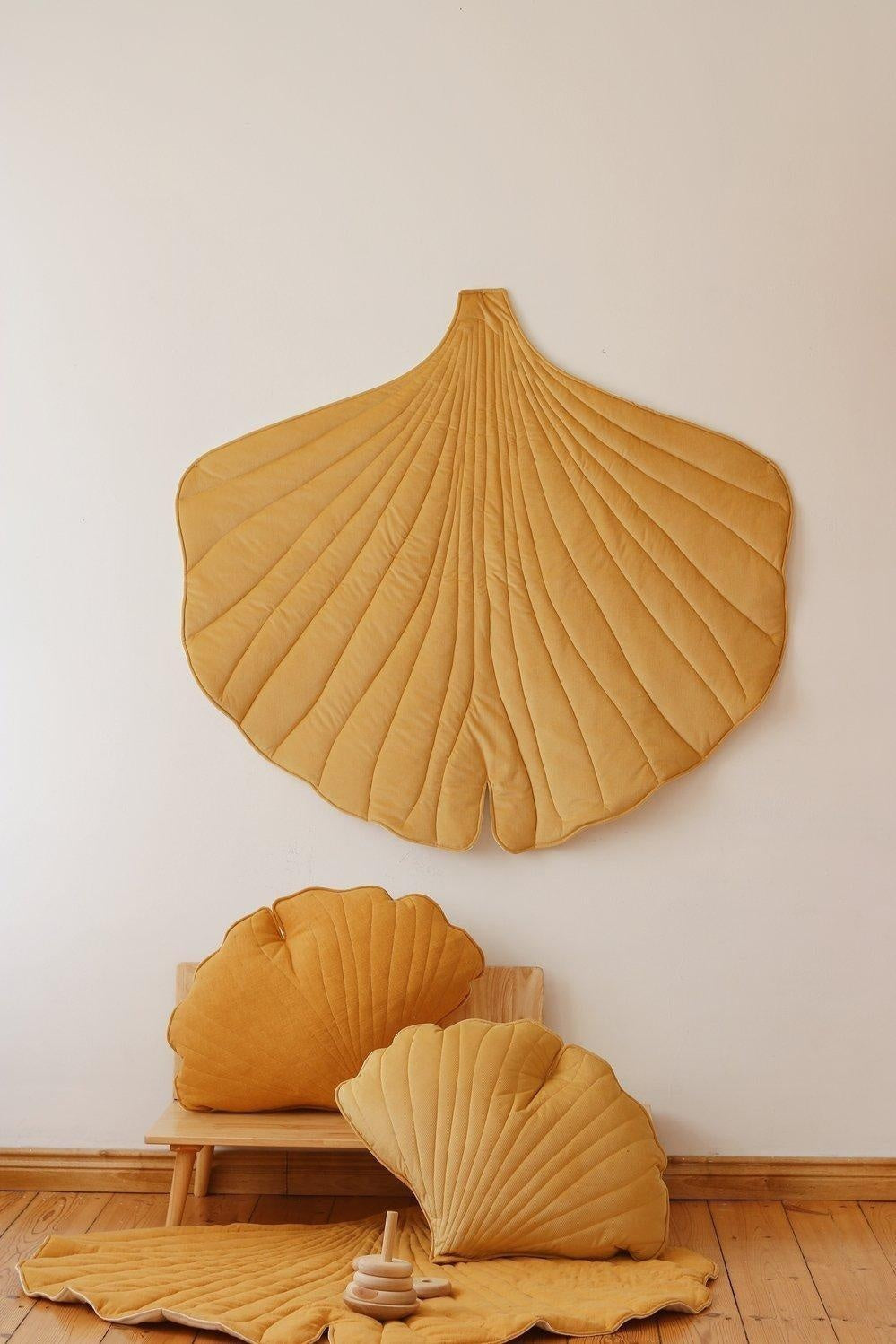 “Honey” Velvet Ginkgo Leaf Pillow