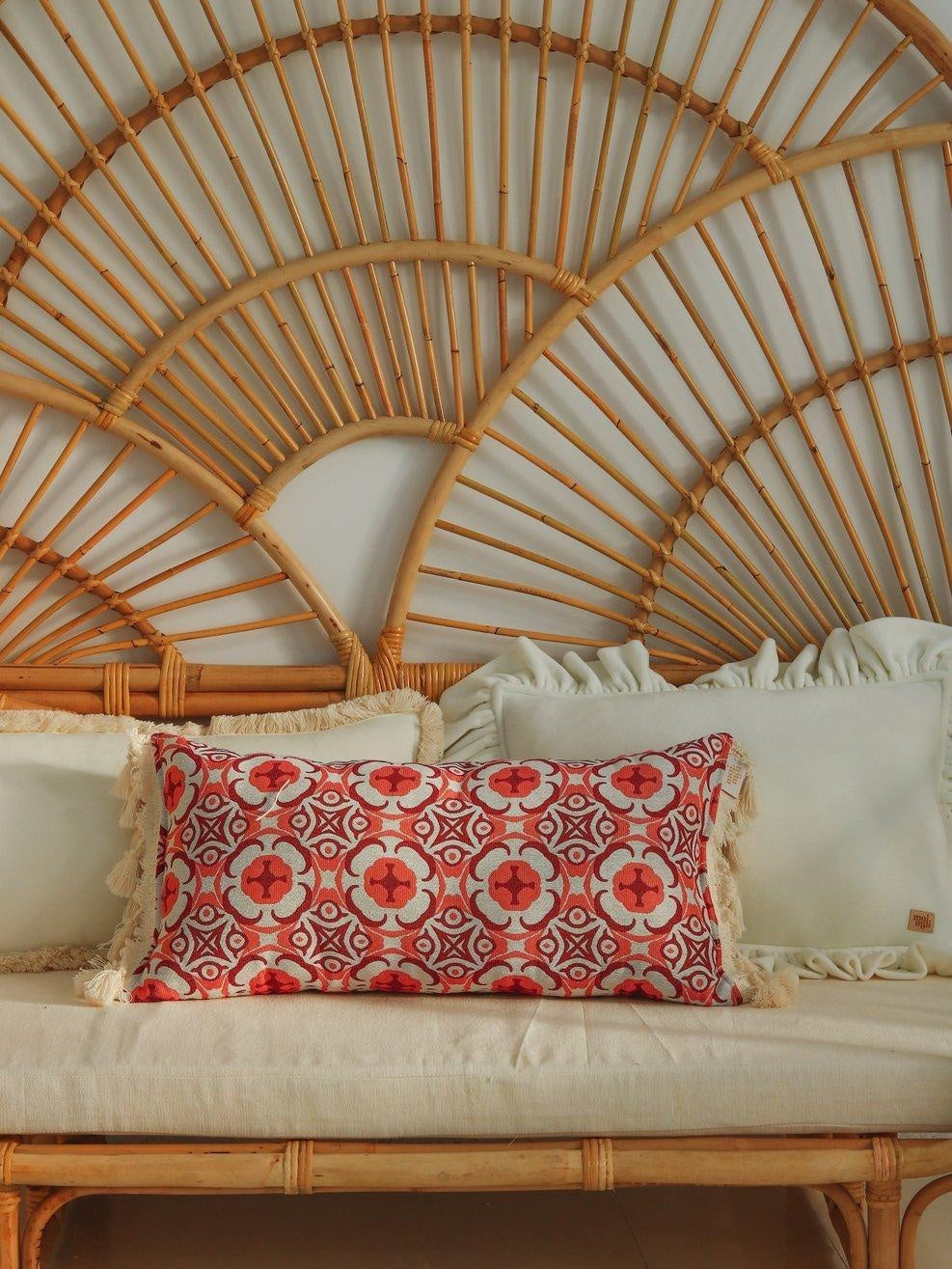 "Marguerite daisy" bolster with fringe - Moi Mili