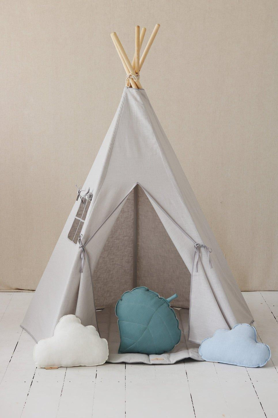 indoor teepee tent Pigeon Grey” Linen Teepee Tent – moimili.us