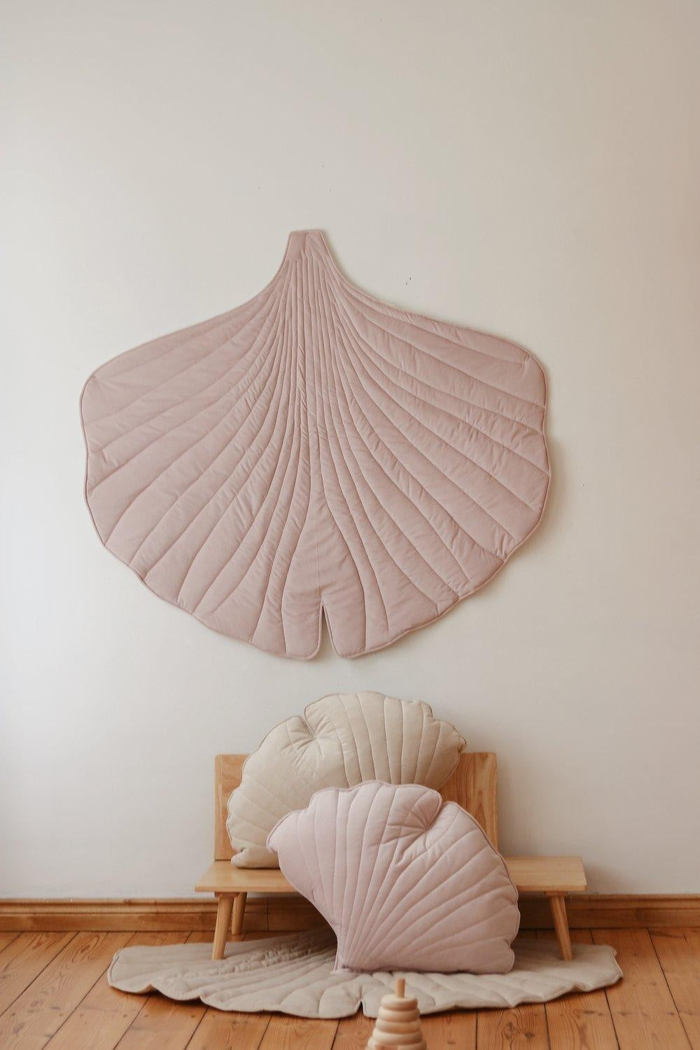 “Powder Pink” Velvet Ginkgo Leaf Pillow