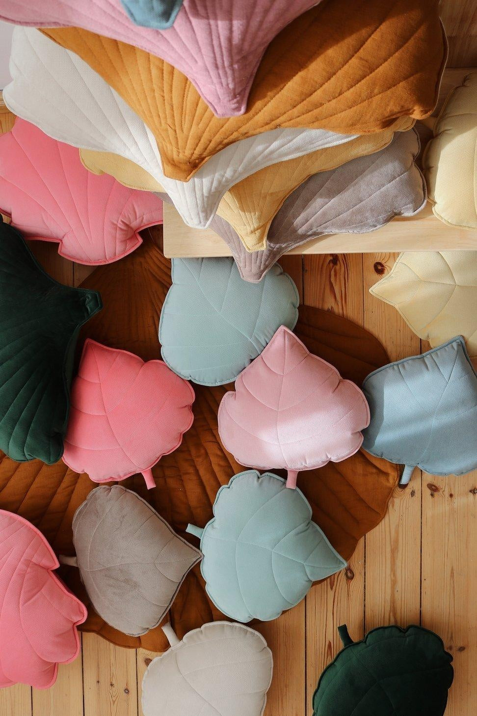“Soft Pink” Velvet Leaf Cushion - Moi Mili