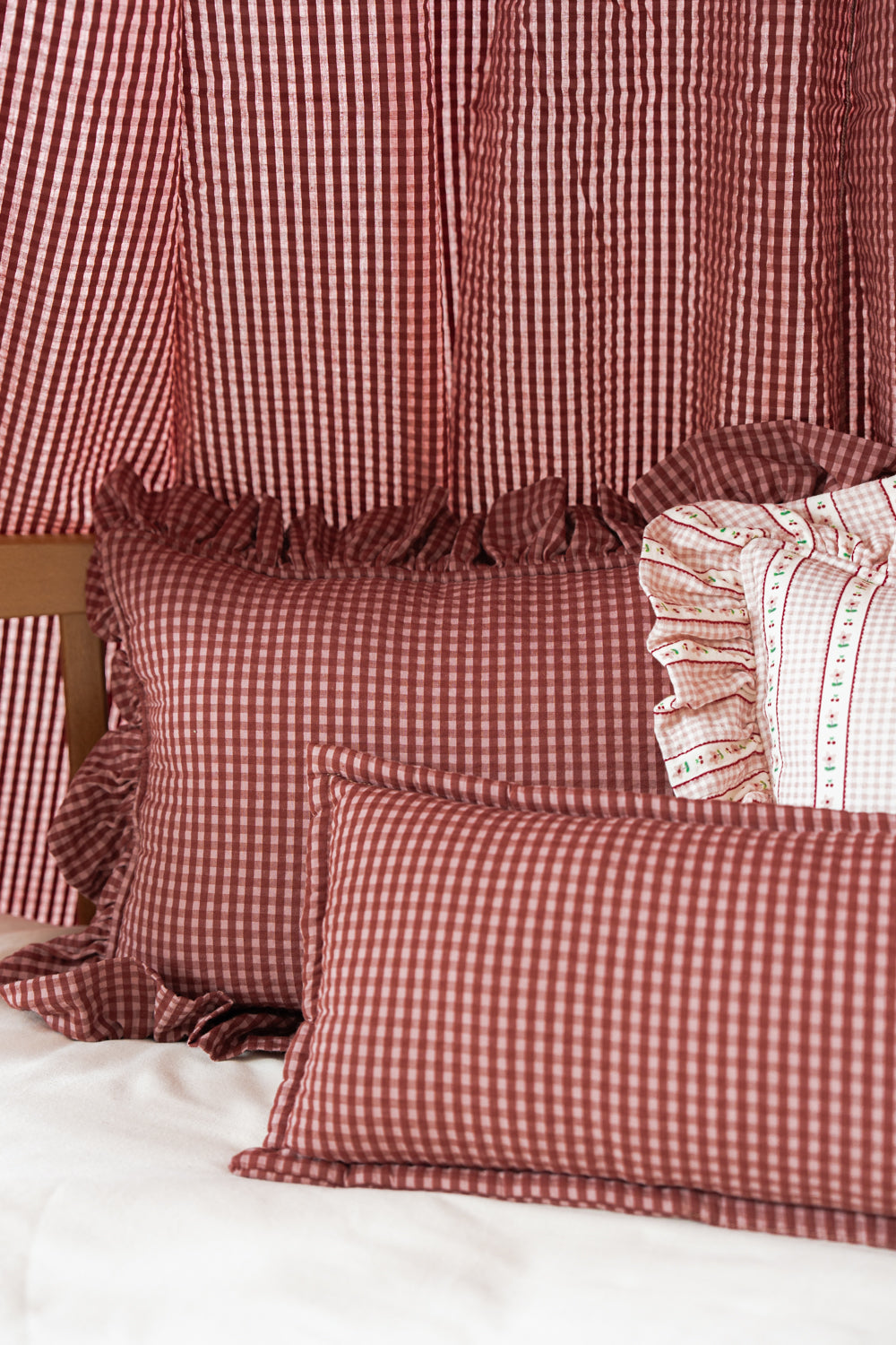 "Pink Check" Bolster Pillow
