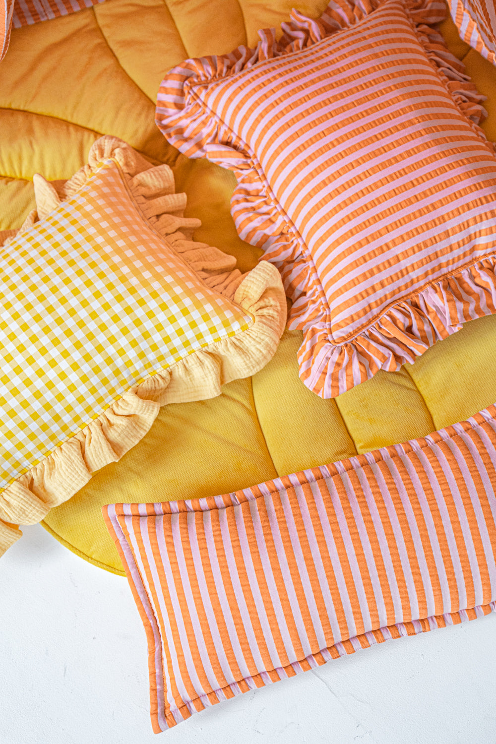 "Pink and Orange Stripes" Bolster Pillow