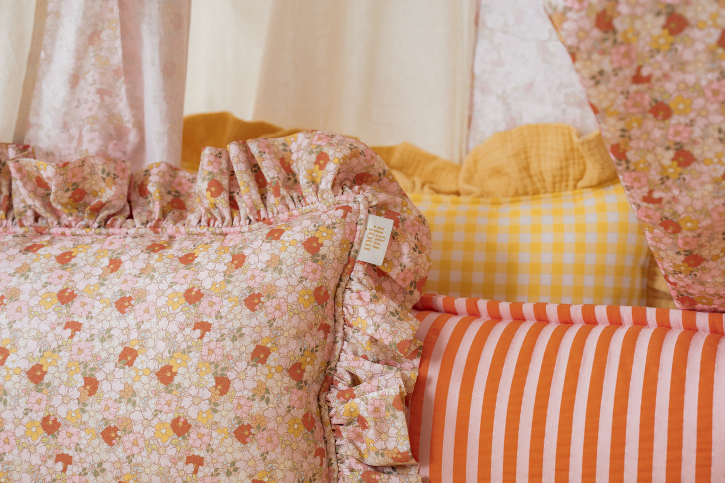 "Pink and Orange Stripes" Bolster Pillow
