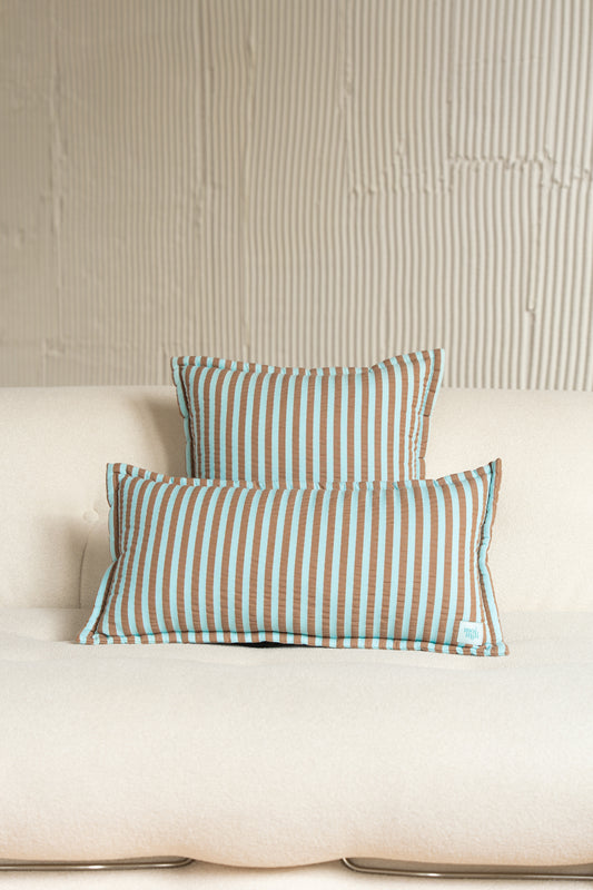 "Blue and Brown Stripes" Bolster Pillow