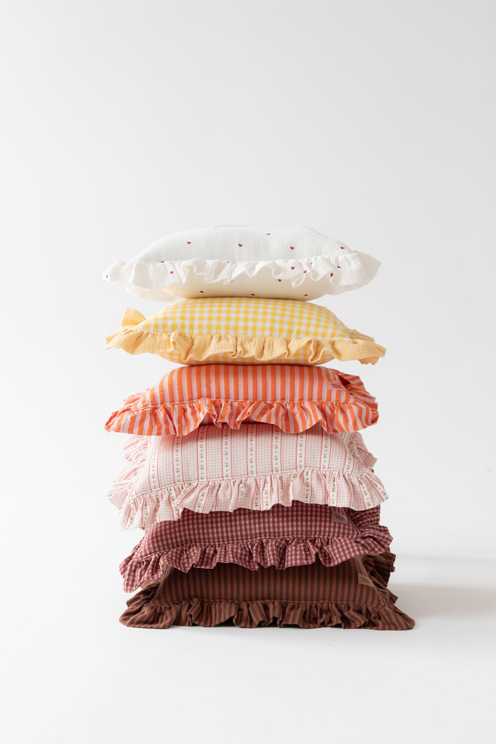 "Pink and Orange Stripes" Pillow with Frill