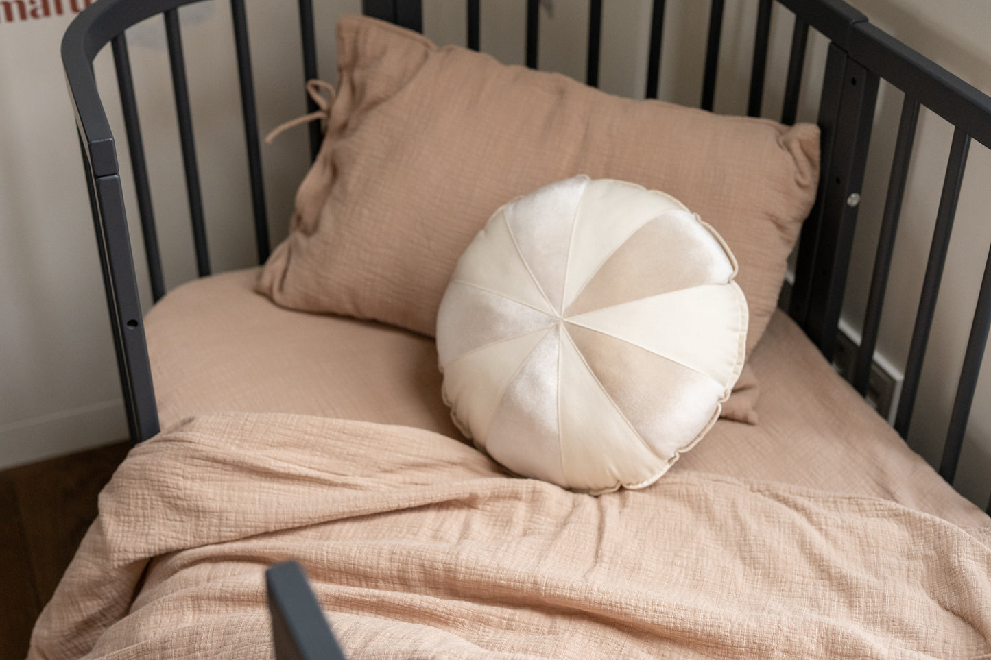 “Cream Pearl” Round Patchwork Pillow
