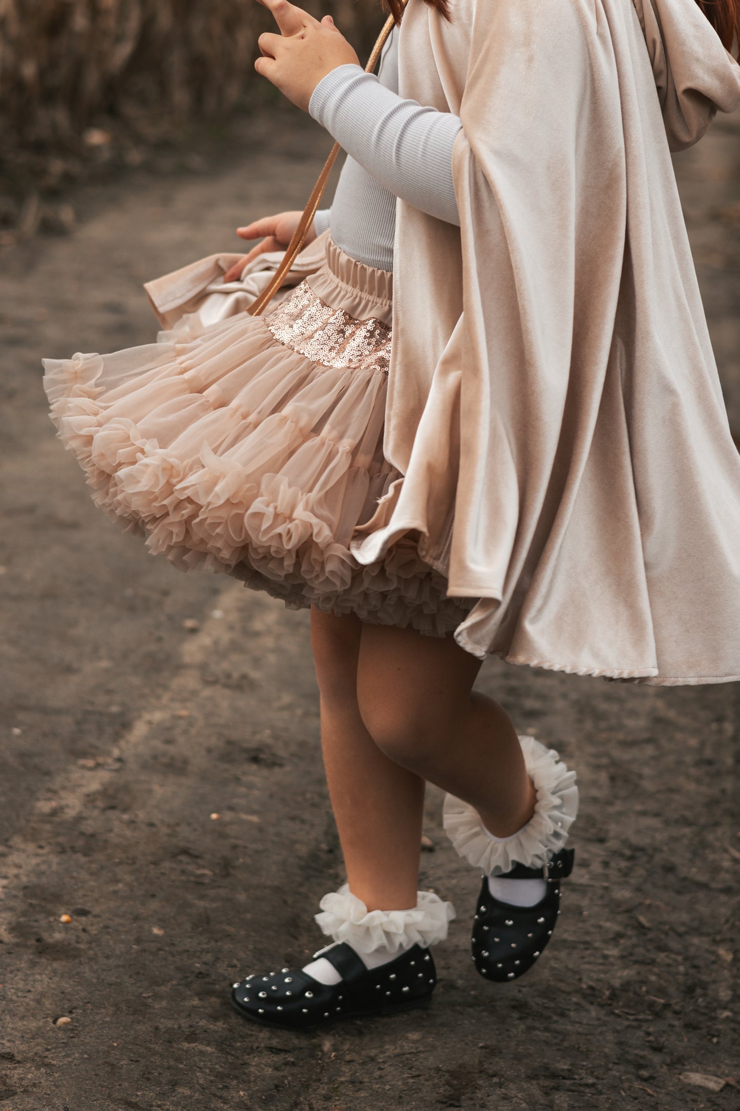 "Beige Sequins" Tulle Skirt