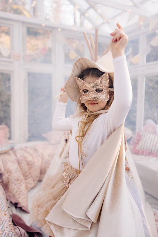 "Champagne Gold Sequins” Cat mask