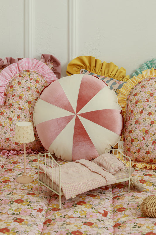 “Pink Circus” Round Patchwork Pillow