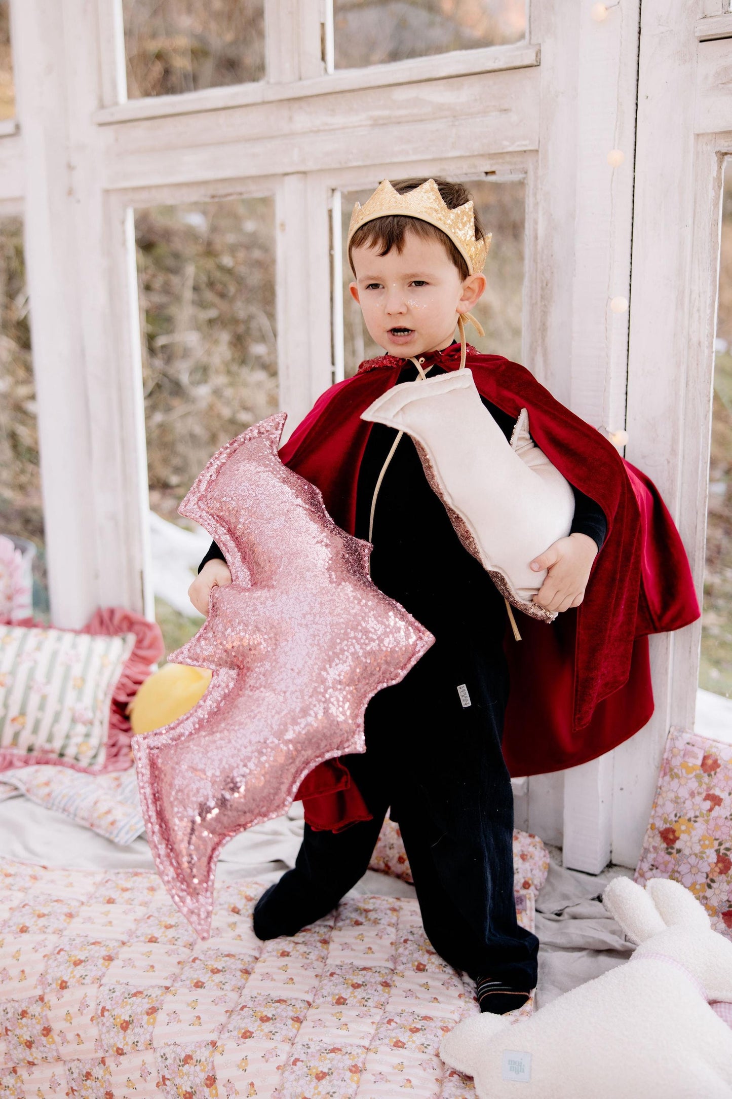 "Pink Sequins" Halloween Bat Pillow