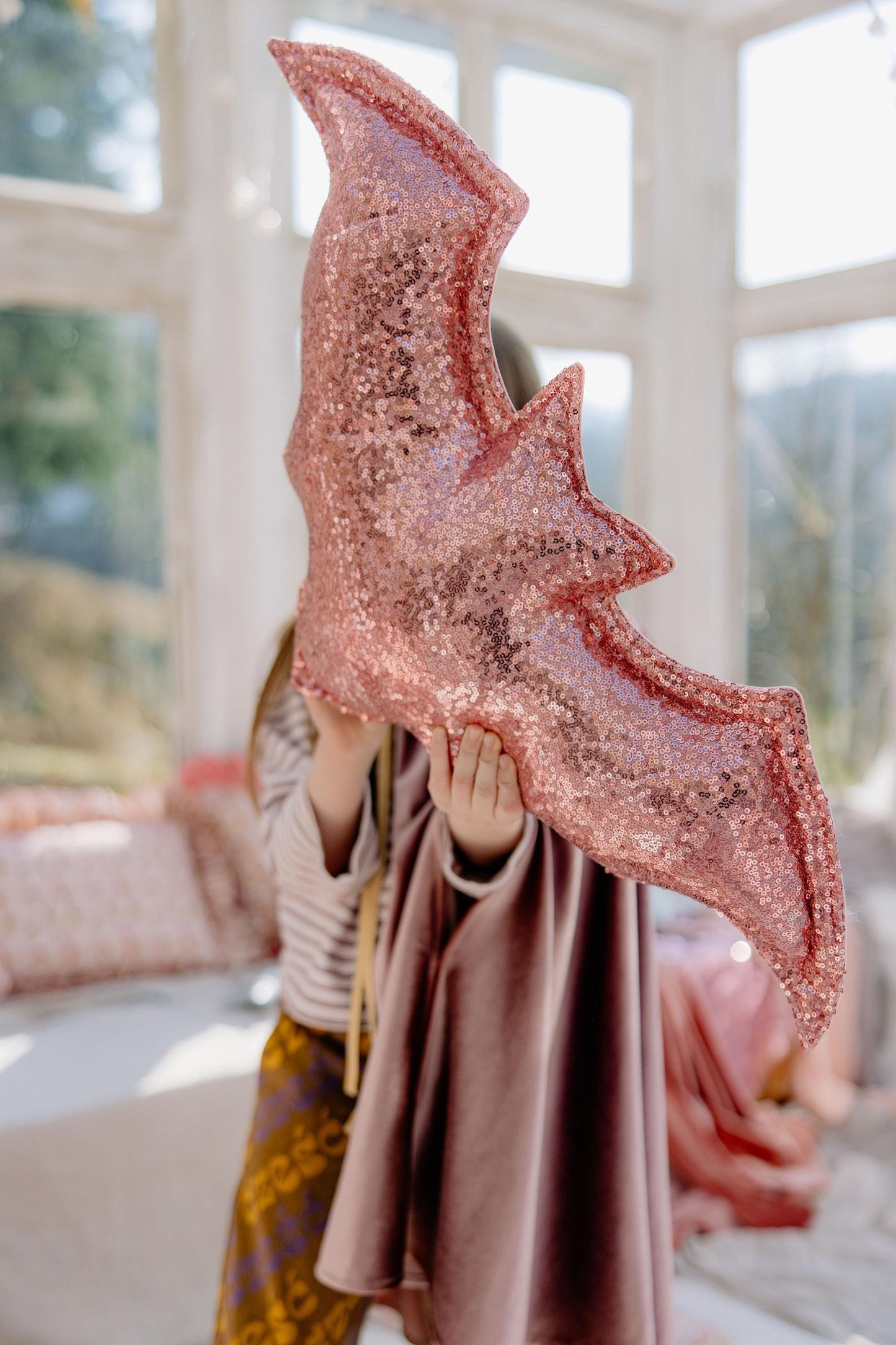 "Pink Sequins" Halloween Bat Pillow