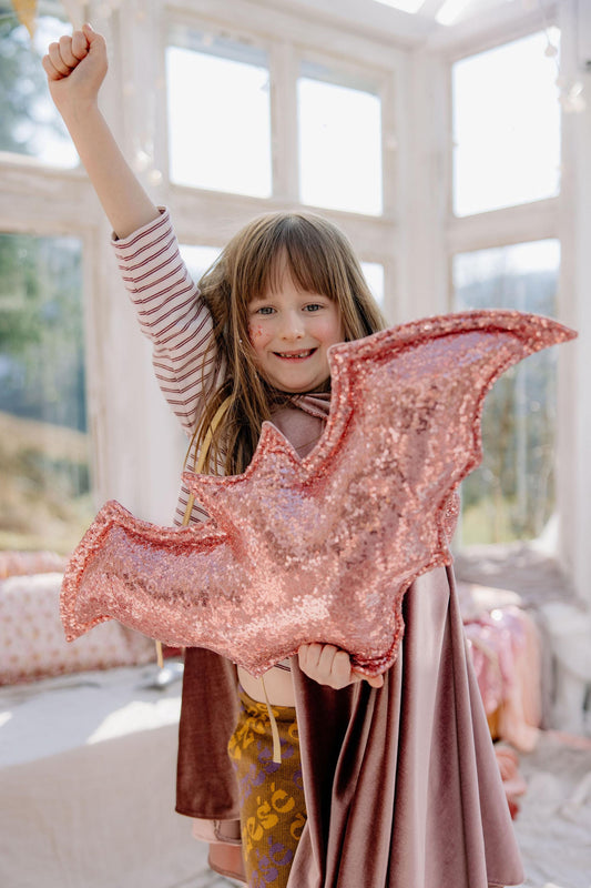 "Pink Sequins" Halloween Bat Pillow