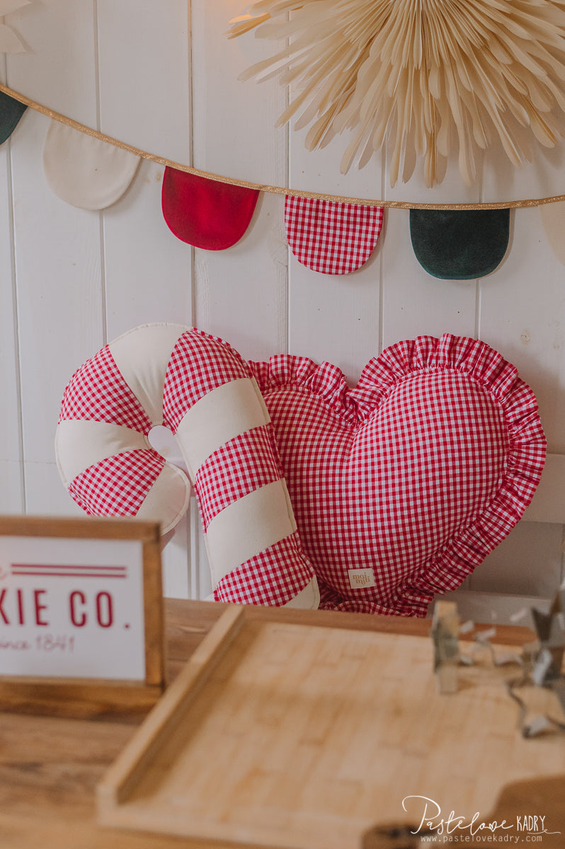 “Red Checkered Lollipop” Patchwork Pillow