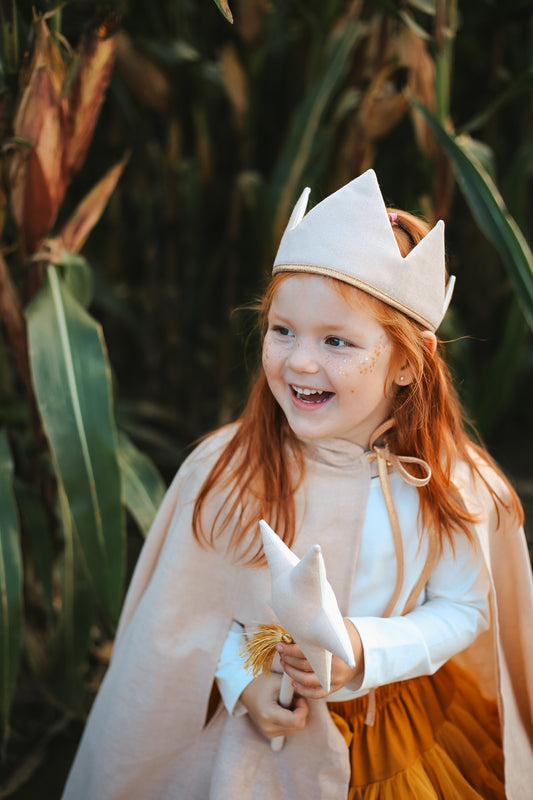 “Beige” Cotton Crown and Wand Magic Set