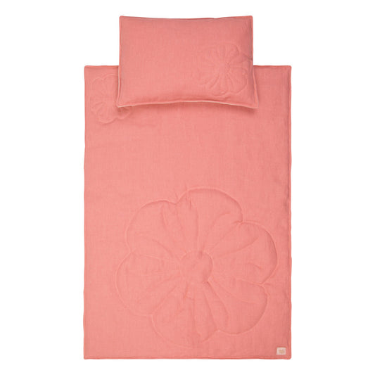 Linen "Coral Pink" Flower Child Cover Set
