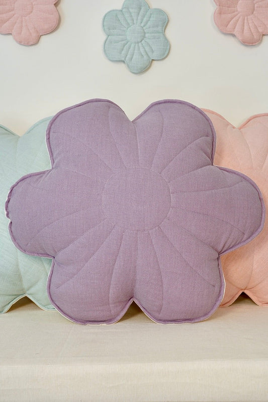 Linen "Lavender" Flower Pillow