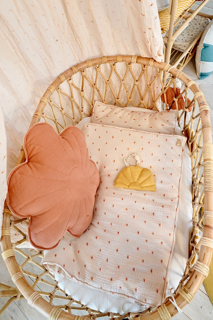 Linen "Papaya" Flower Pillow