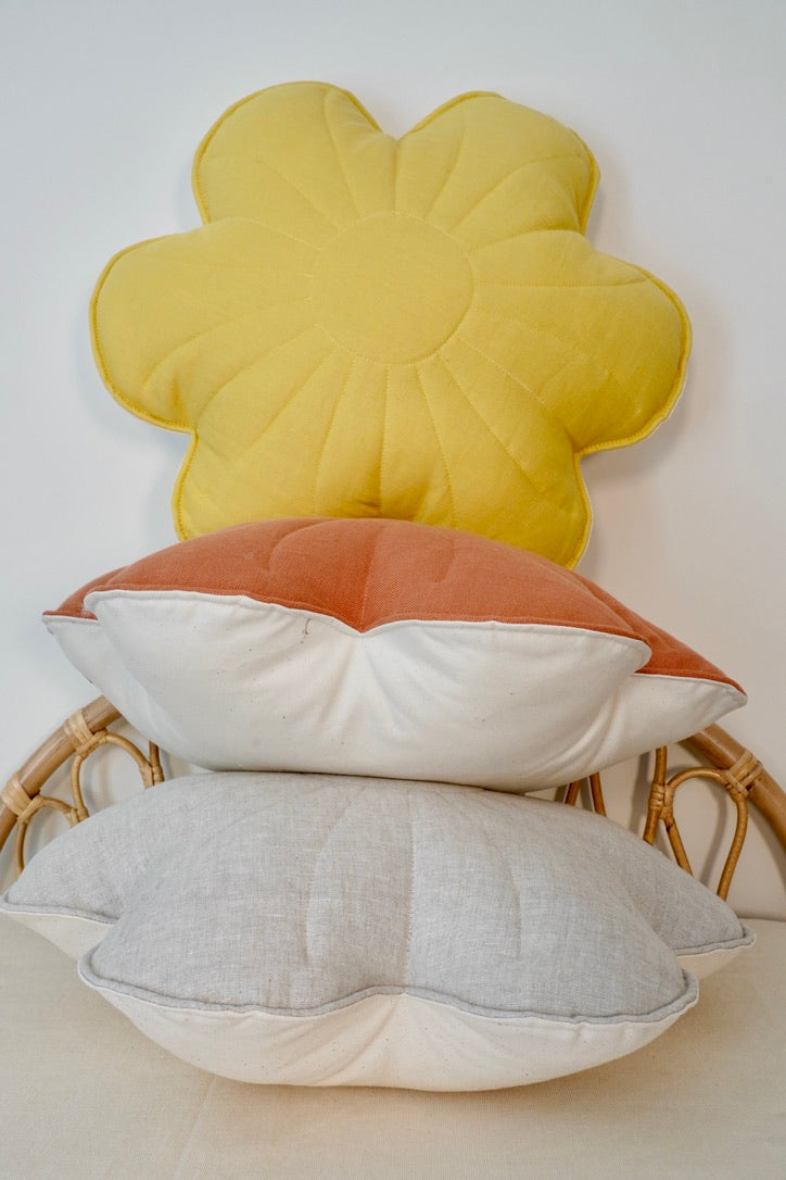 Linen "Sunflower" Flower Pillow