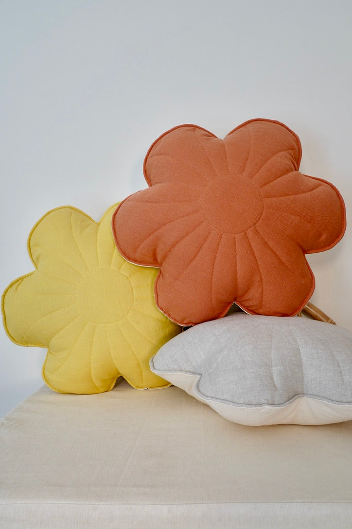 Linen "Sandy Lily" Flower Pillow