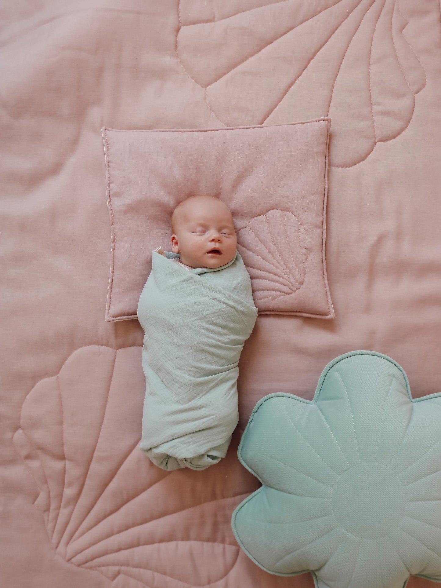 Muslin "Mint" Baby Swaddle Blanket