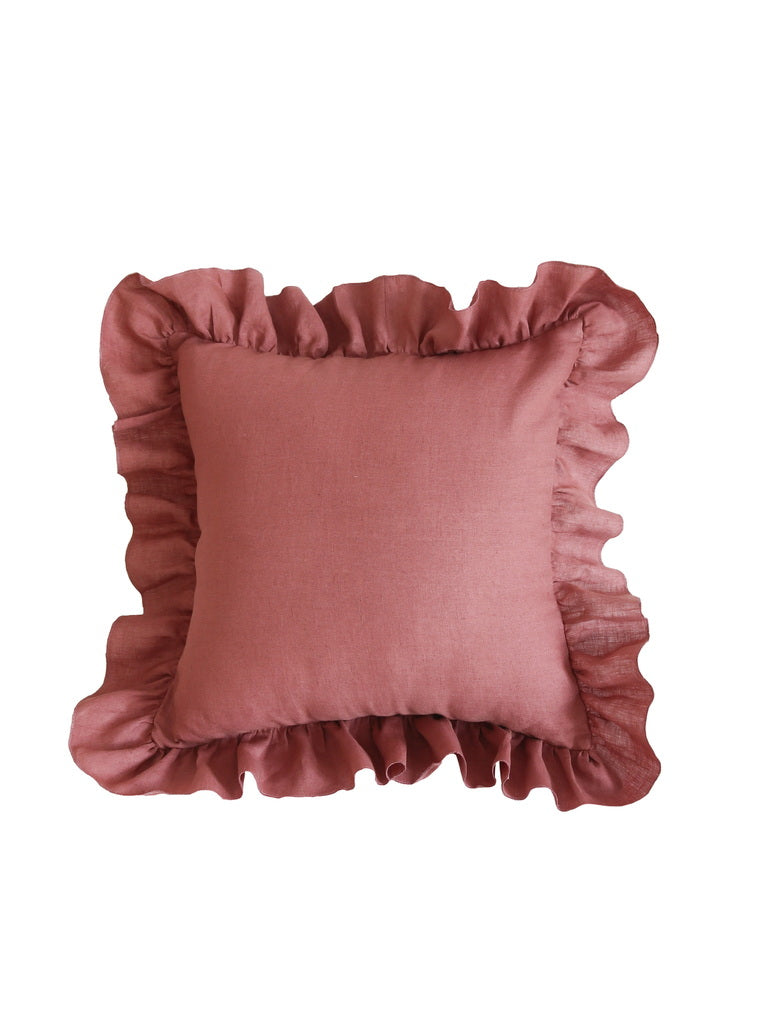Linen “Marsala” Pillow with Frill