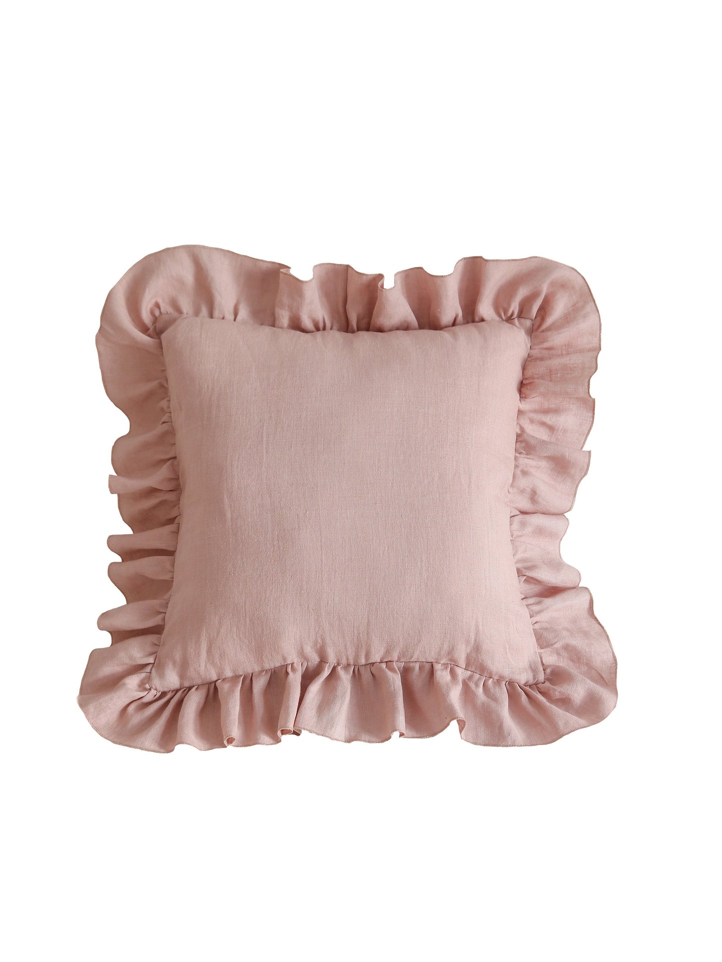 Linen “Powder Pink” Pillow with Frill