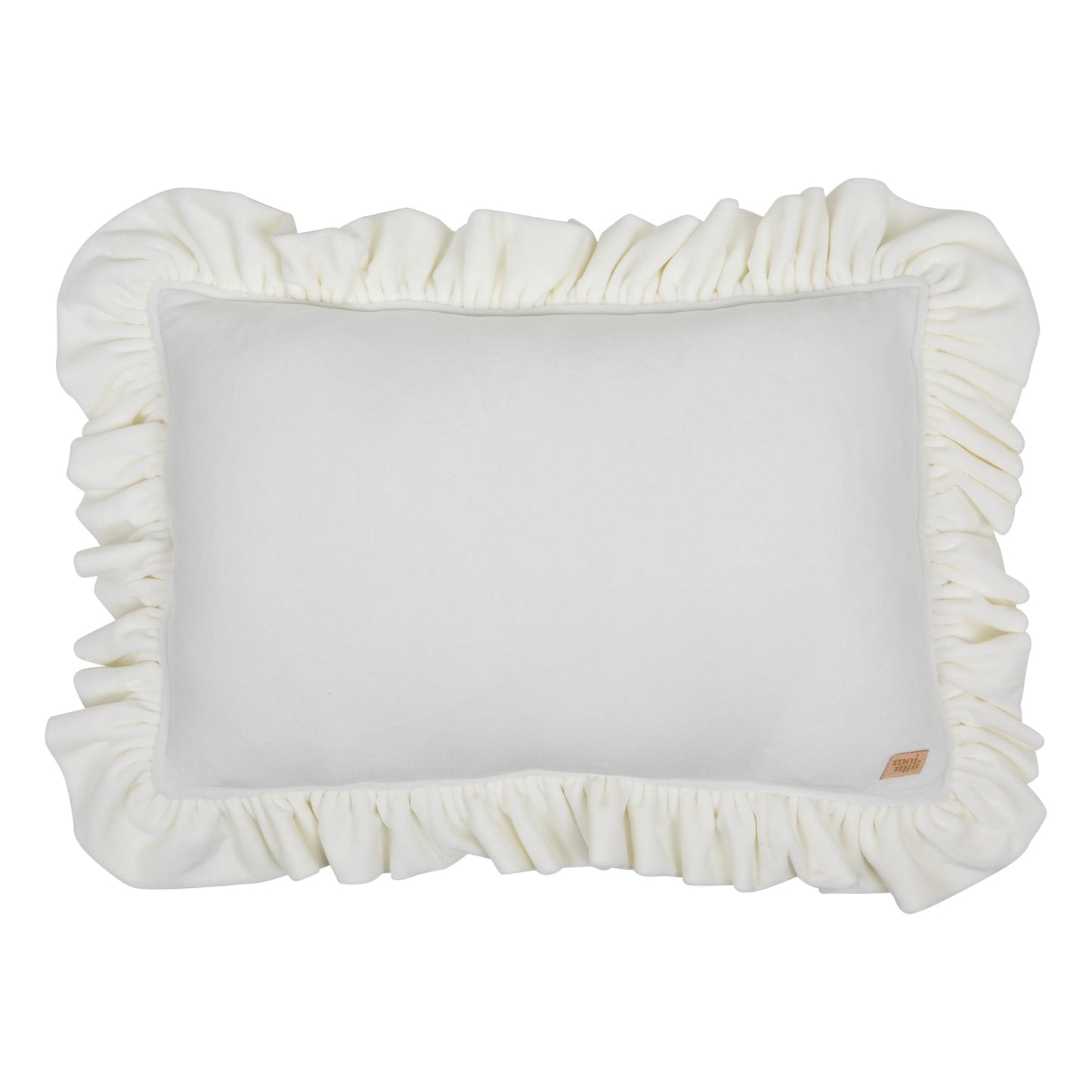 “White” Soft Velvet Pillow with Frill