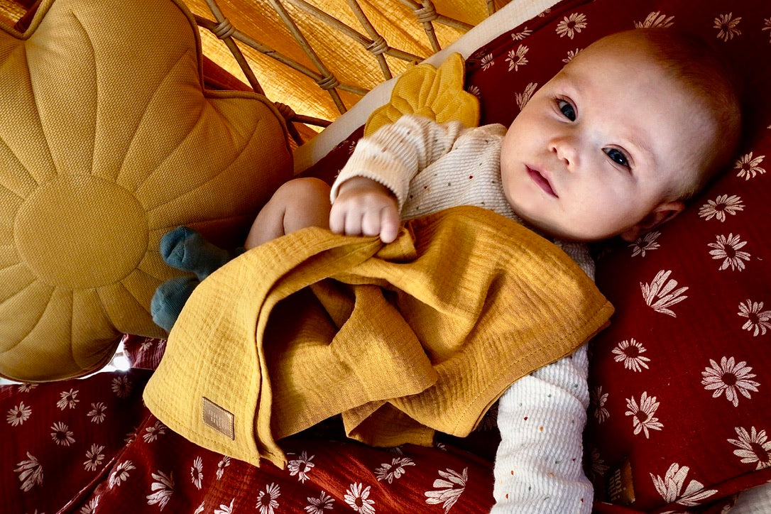 Muslin "Ochre" Baby Swaddle Blanket