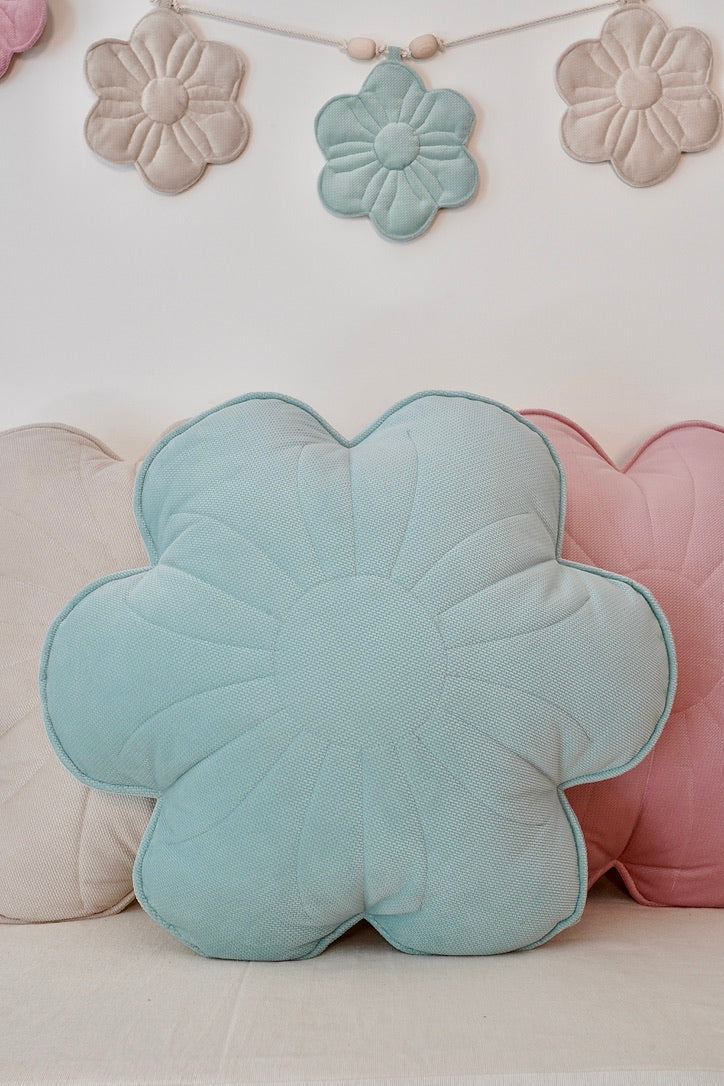 Velvet "Mint" Flower Pillow