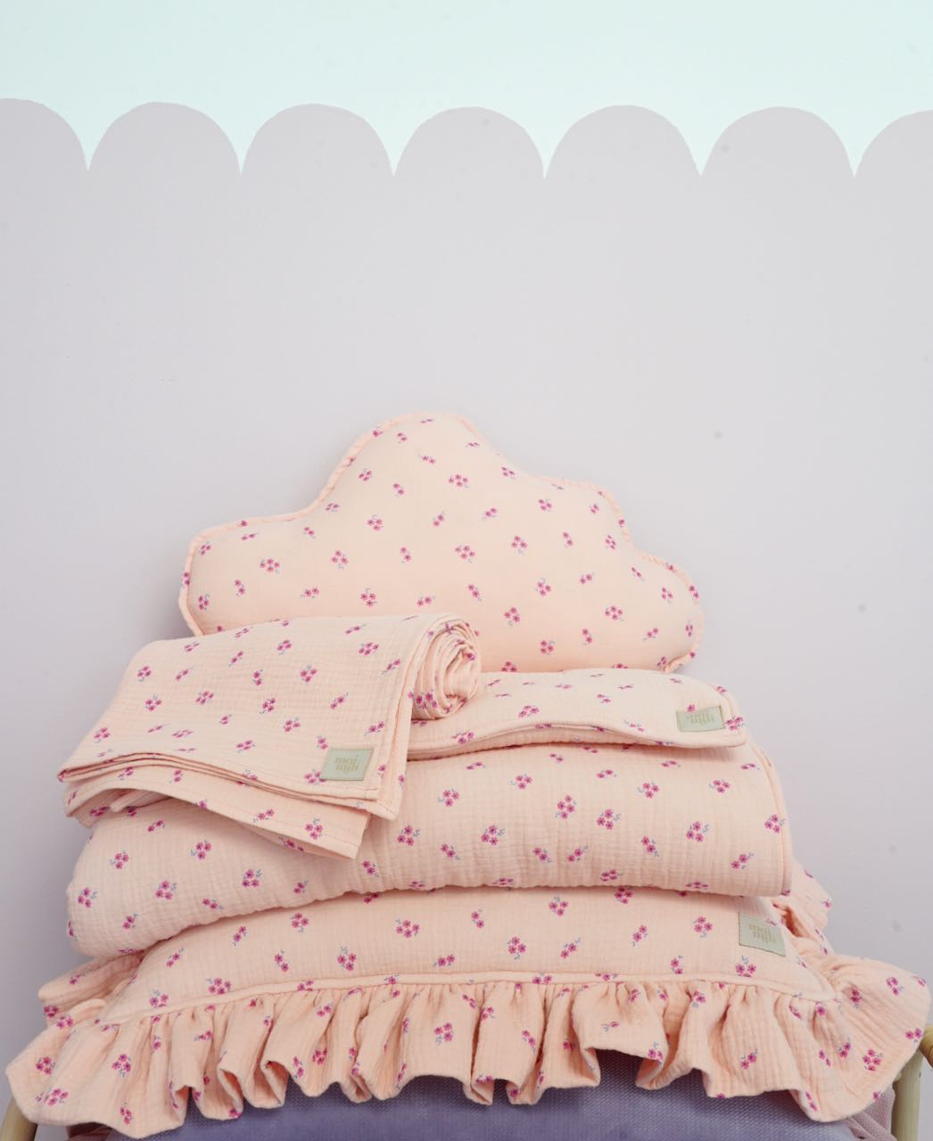 Muslin "Pink Forget-Me-Not" Cloud Pillow