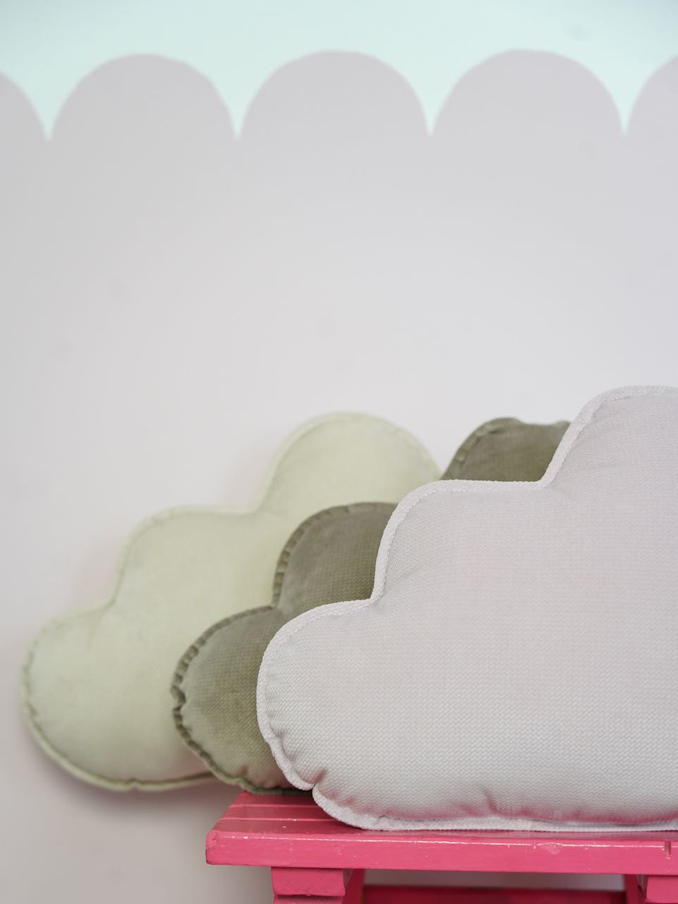 Velvet Cloud Pillow for baby room "Dark beige"