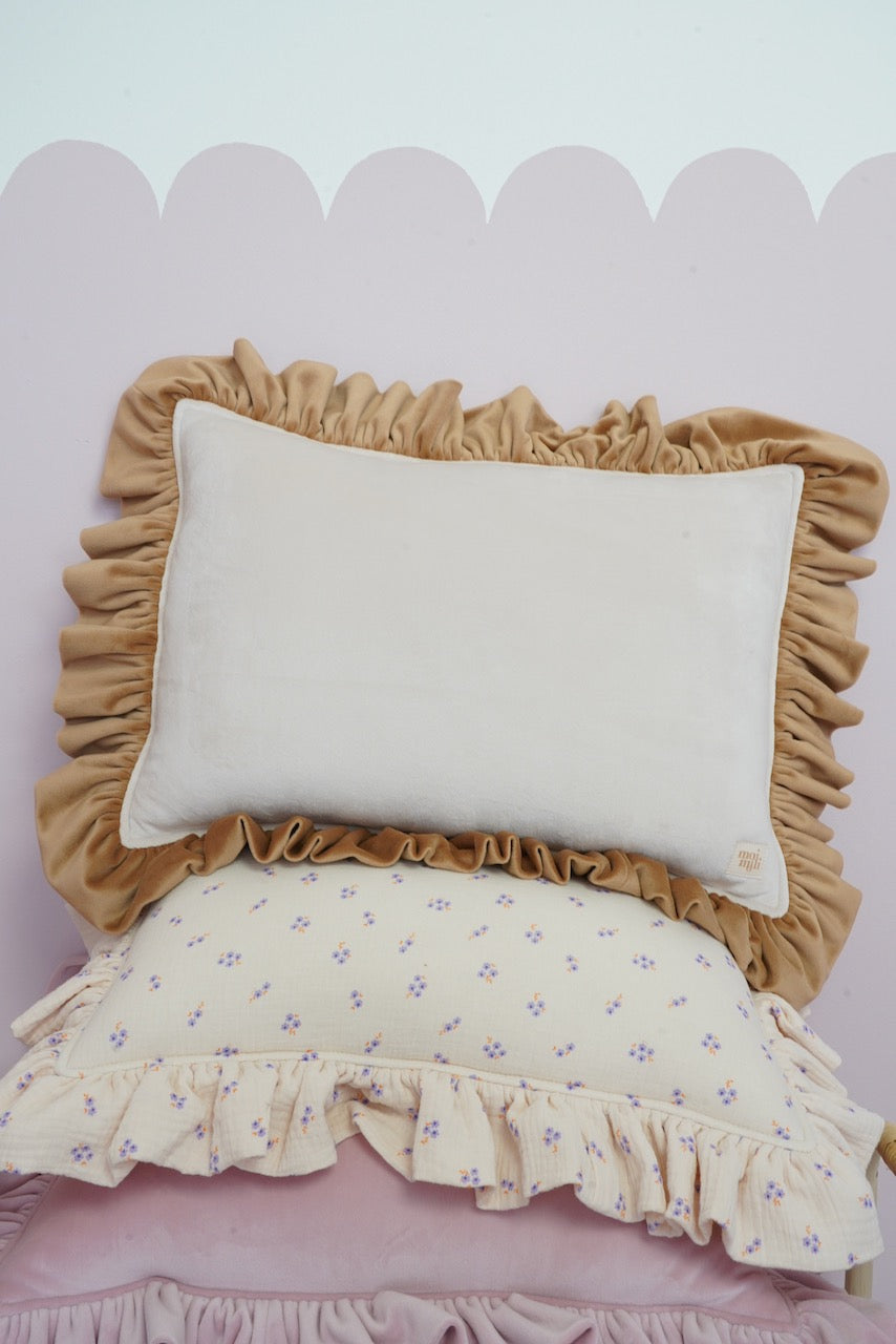 "Cappuccino" Soft Velvet Pillow with Frill