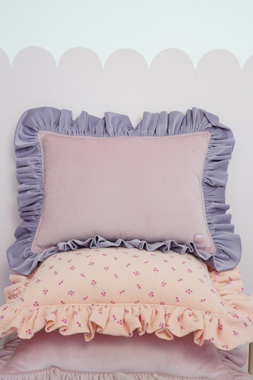 "Pink latte" Soft Velvet Pillow with Frill