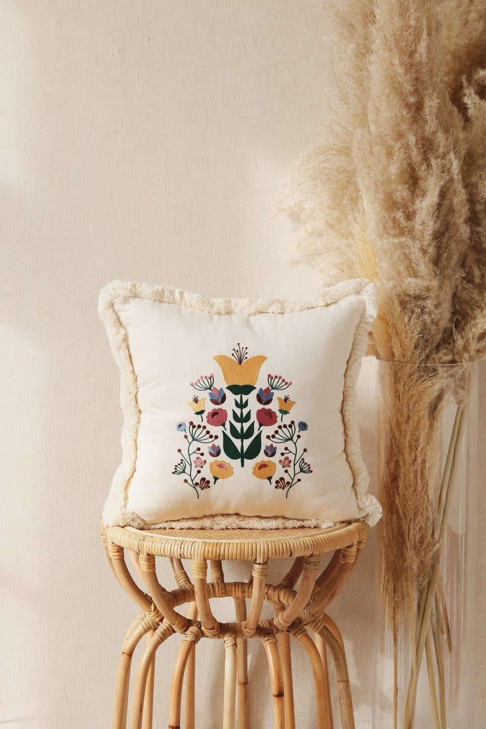 “Folk” Cushion with Embroidery - Moi Mili