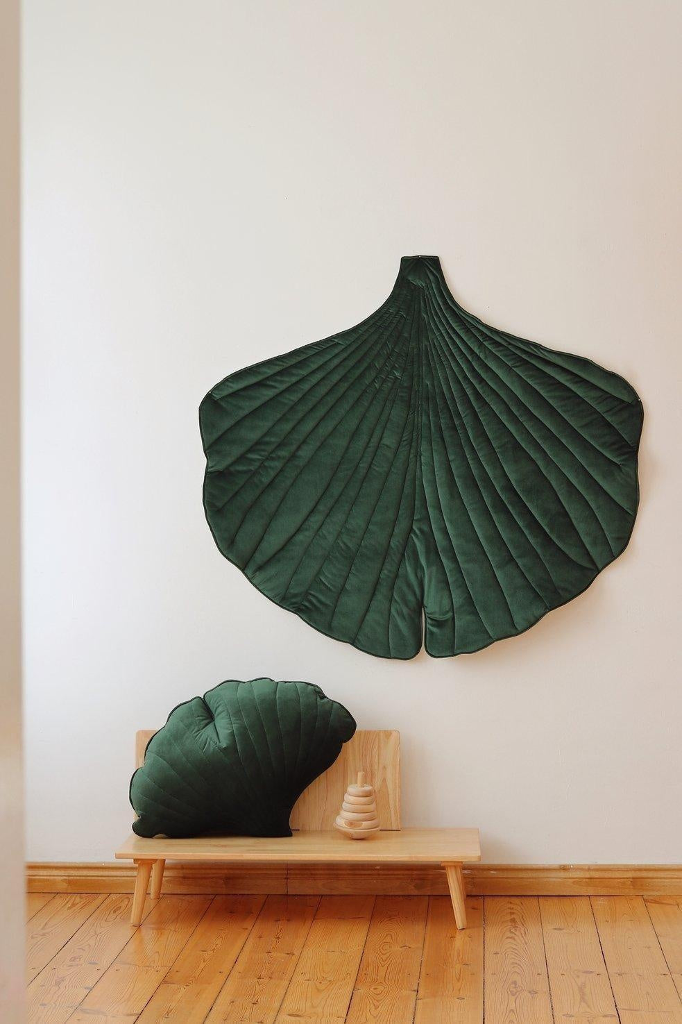 “Green” Velvet Ginkgo Leaf Pillow