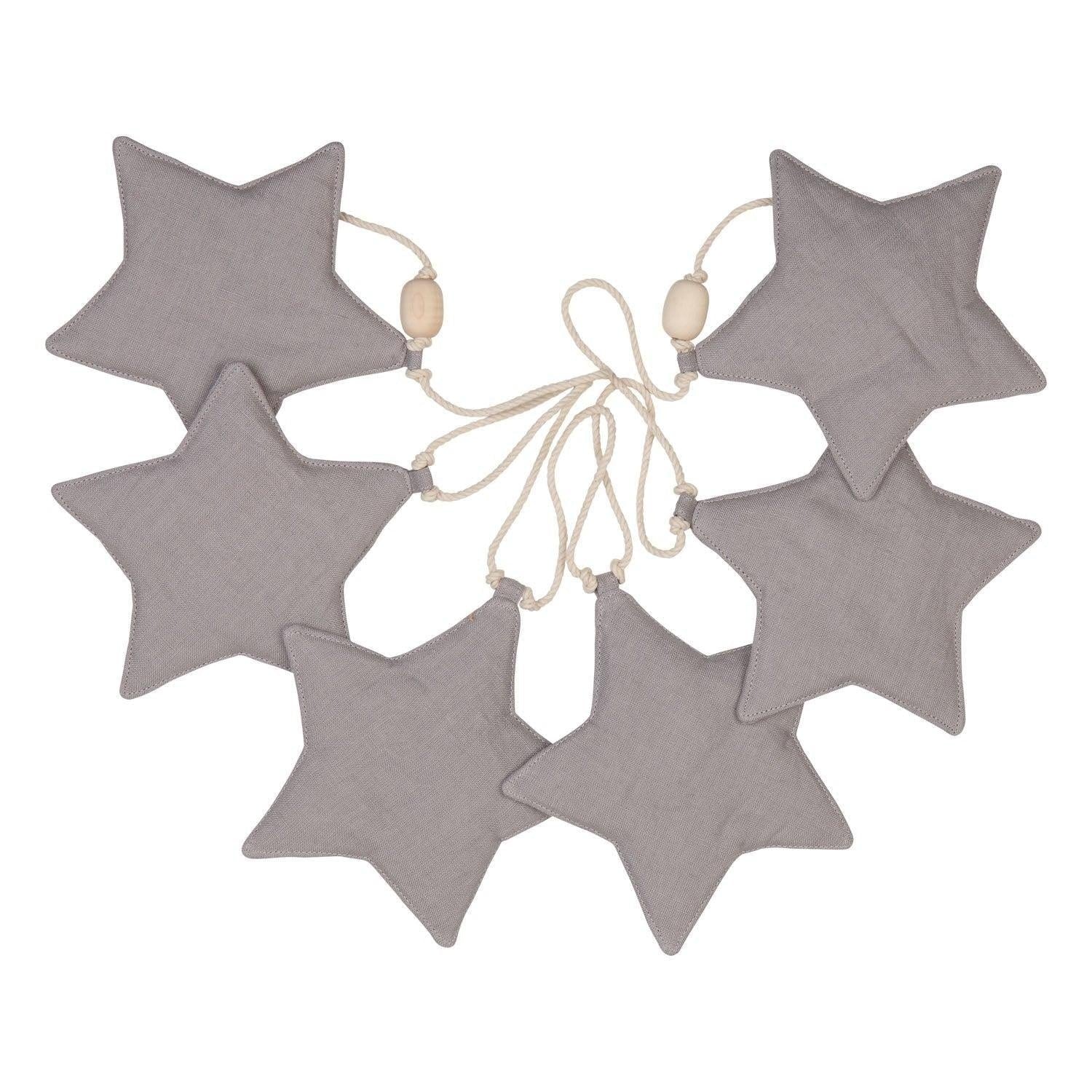 “Grey powder” Linen Garland with Stars
