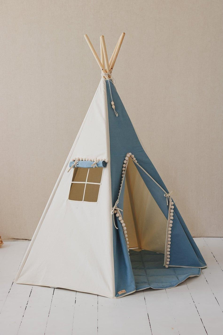 “Jeans” Teepee Tent with Pompoms