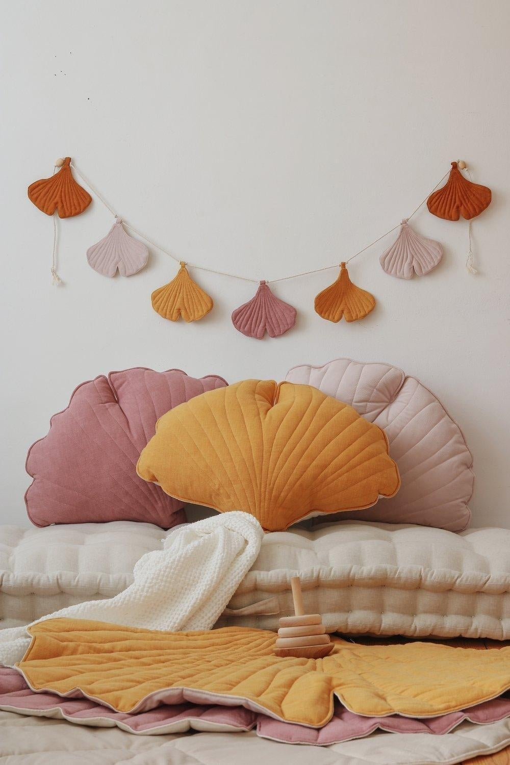 “Mango” Linen Ginkgo Leaf Pillow
